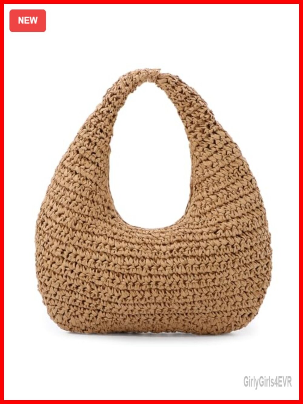 Handwoven Straw Shoulder Bag Women Summer Beach Tote Hobo